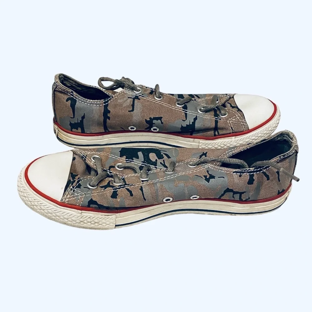 Converse Camo Camouflage Sneakers Shoes Boys Girls 5 Gray Black Brown Retro